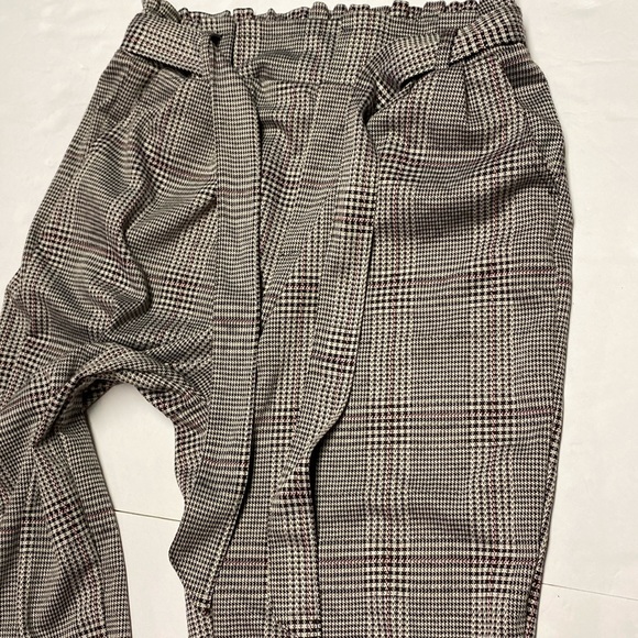 Love Tree Paperbag Pants Hounds Tooth High Waisted Large Ankle Trousers size L - Picture 8 of 12